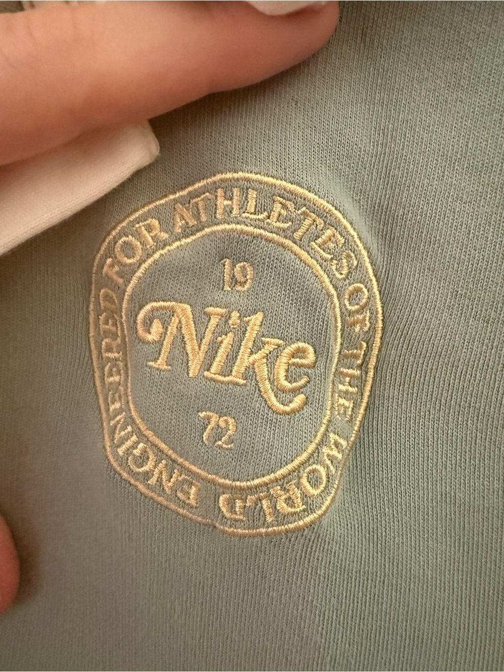 Nike Embroidered Logo crop polo - Sage Green with Cream Stitching